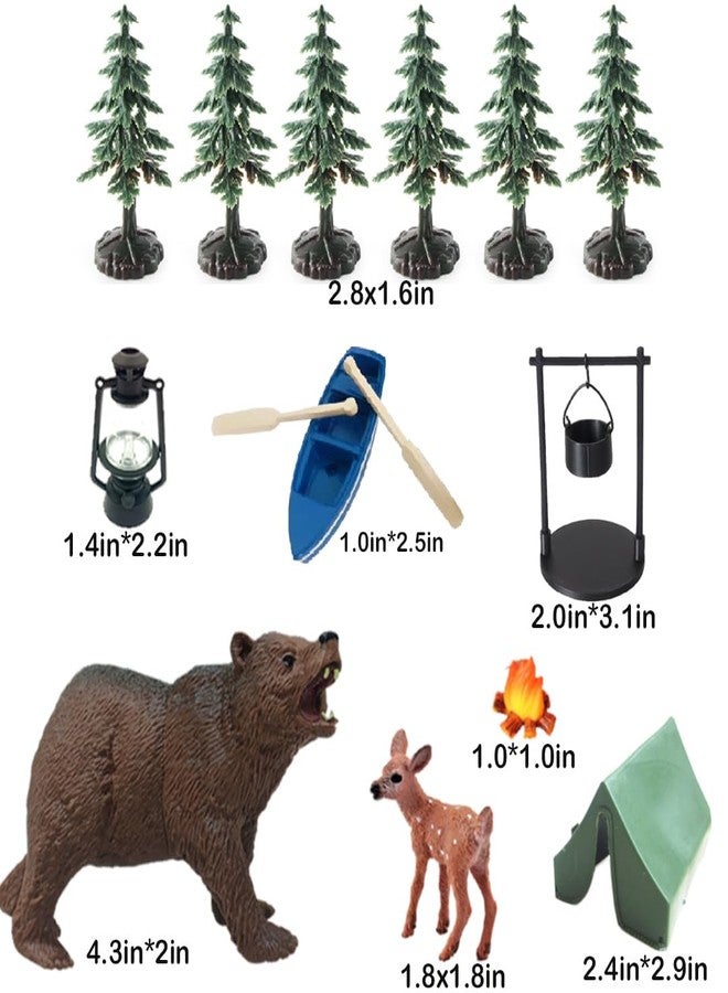 ChoJoy Camping Cake Toppers with Tent Fire Trees Boat Bear Deer Set for Birthday Party - Image 2